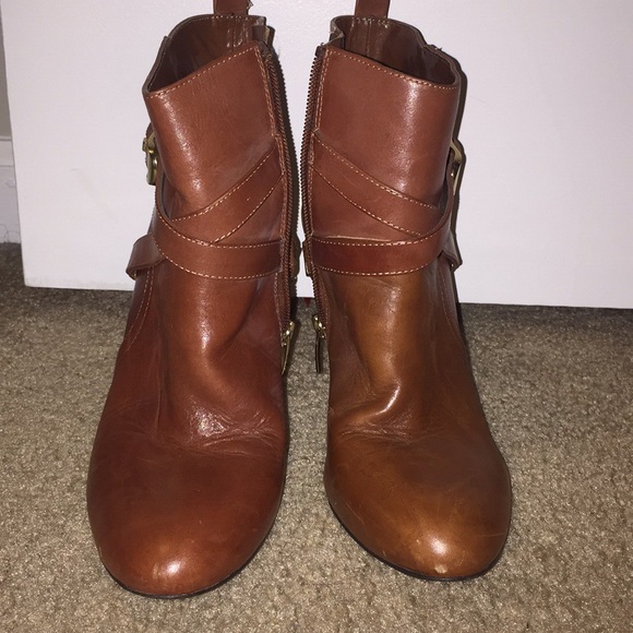 Marc Fisher Cognac Bootie Heels - Picture 3 of 4